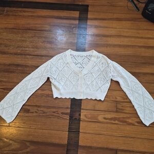 Derek Heart Cream Cropped Cardigan
